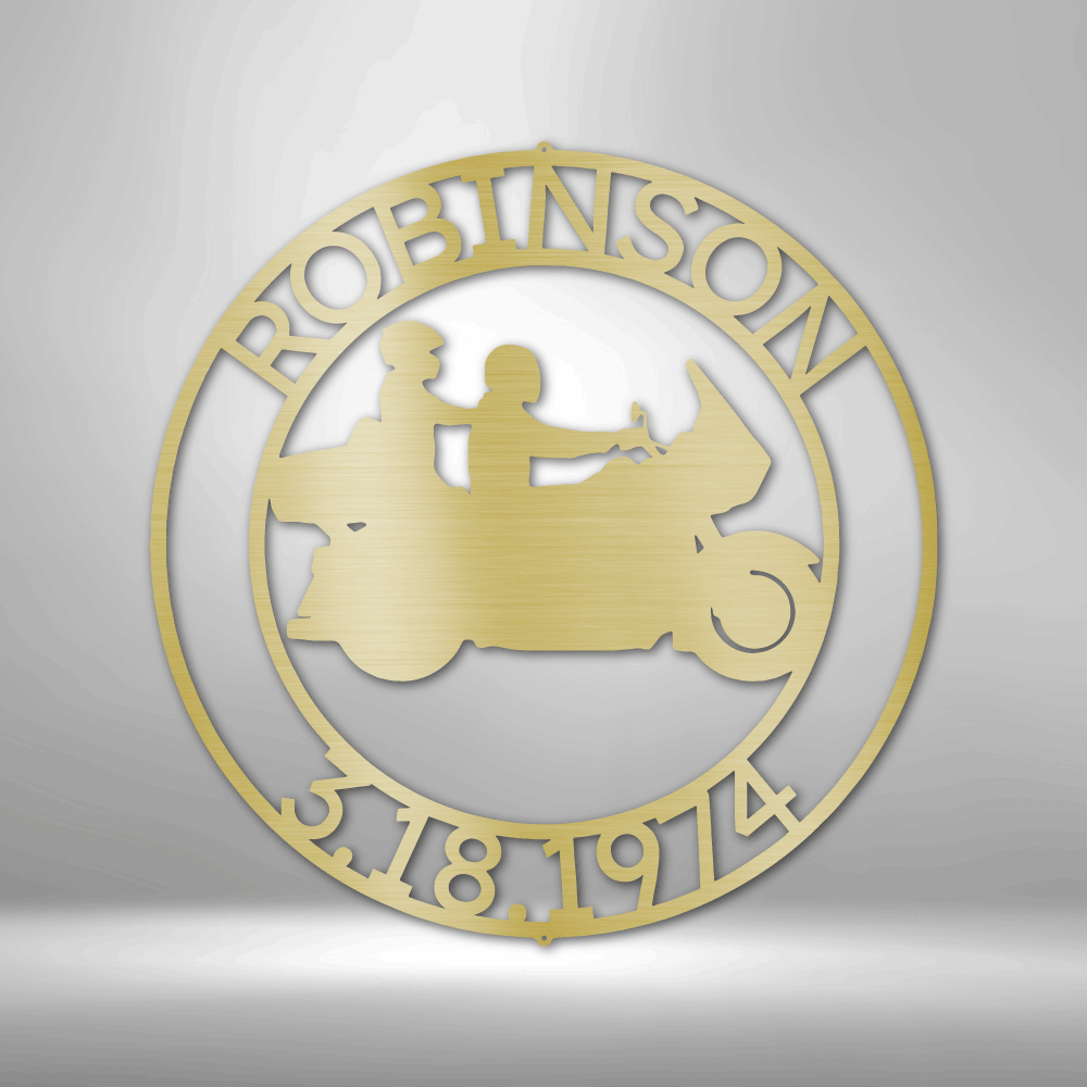 Couple Glide Motorcycle Personalized Steel Sign - Throttle Society